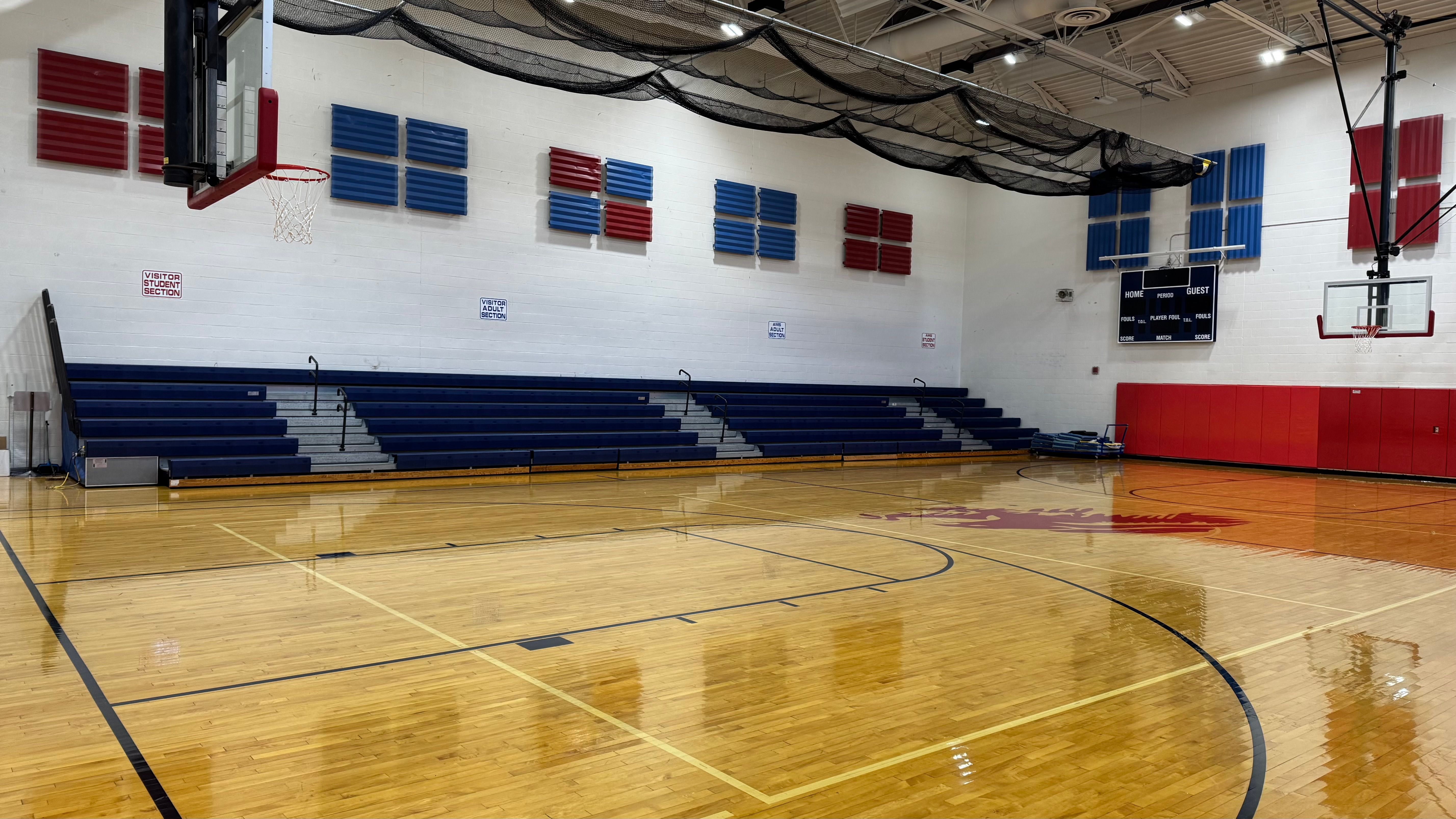 AMS Aux Gym Bleachers From Left Corner